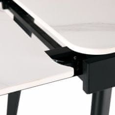 Autronic Jedálenský stôl 120+30+30x80 cm, keramická doska biely mramor, kov, čierny matný lak HT-405M WT
