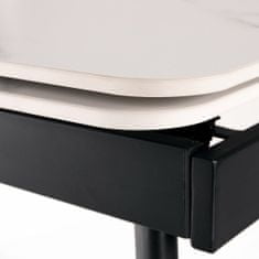 Autronic Jedálenský stôl 120+30+30x80 cm, keramická doska biely mramor, kov, čierny matný lak HT-405M WT