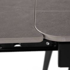 Autronic Jedálenský stôl 120+30+30x80 cm, keramická doska šedý mramor, kov, čierny matný lak HT-405M GREY