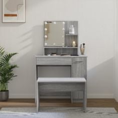 Vidaxl Sada toaletného stolíka s LED sivý dub sonoma spracované drevo