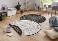 NORTHRUGS Kusový koberec Twin-Wendeteppiche 103109 schwarz creme – na von aj na doma 200x200 (priemer) kruh