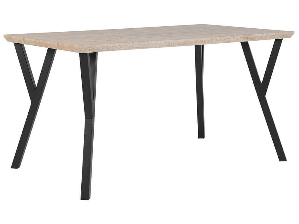 Beliani Jedálenský stôl 140 x 80 cm svetlé drevo/čierna BRAVO