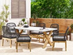 Beliani Záhradná jedálenská súprava so 6 stoličkami biela/čierna OLBIA