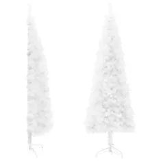 Vidaxl Umelý vianočný polovičný stromček s podstavcom biely 240 cm