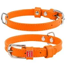 WAUDOG Plochý kožený obojok oranžovej farby 18-21 cm,	širka: 9 mm oranžová