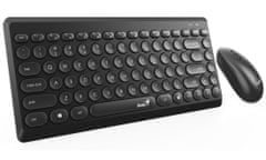 Genius LuxeMate Q8000 set klávesnice a myši, bezdrôtový, retro design, CZ+SK layout, 2,4 GHz, mini USB prijímač, čierny