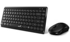 Genius LuxeMate Q8000 set klávesnice a myši, bezdrôtový, retro design, CZ+SK layout, 2,4 GHz, mini USB prijímač, čierny