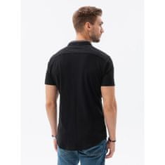 OMBRE Pánska košeľa s krátkym rukávom GIDEON čierna MDN120115 S