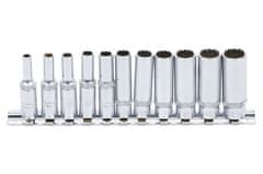 BGS technic Hlavice nástrčné 1/4" 4-13 mm, 12hranné, predĺžené, 11 dielov - BGS 5251