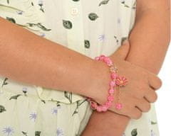 Troli Ružový korálkový náramok pre dievčatá s kvietkom