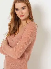 Camaïeu Ružový sveter s véčkovým výstrihom CAMAIEU XL
