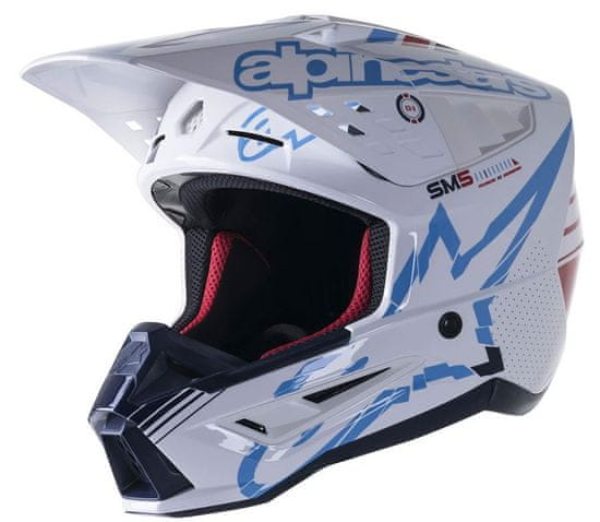 Alpinestars Motokrosová helma S-M5 Action white/blue glossy