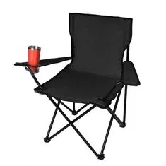 Northix Rybárska stolička s držiakom na pohár - čierna 