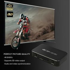 Northix Prepínač HDMI – 4 porty – 3D / 1080p / 4K 