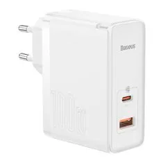BASEUS GaN5 Pro sieťová nabíjačka USB / USB-C 100W QC PD, biela