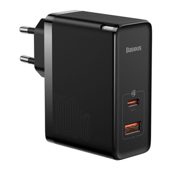 BASEUS GaN5 Pro sieťová nabíjačka USB / USB-C 100W QC PD, čierna
