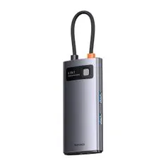 BASEUS Metal Gleam USB-C HUB adaptér 3x USB 3.2 / RJ45, šedý