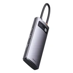 BASEUS Metal Gleam USB-C HUB adaptér 3x USB 3.2 / 2x HDMI 4K, šedý