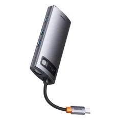 Metal Gleam USB-C HUB adaptér HDMI / VGA / 3x USB 3.2 / PD / RJ45, šedý