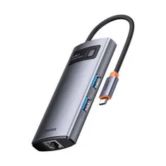 Metal Gleam USB-C HUB adaptér 3x USB 3.2 / RJ45, šedý