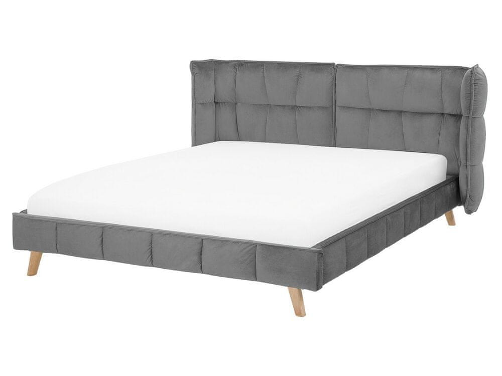 Beliani Sivá zamatová posteľ 160 x 200 cm SENLIS