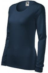 Malfini Dámske tričko priliehavé s dlhým rukávom, tmavomodrá, M