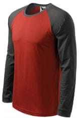 Malfini Pánske tričko s dlhým rukávom, kontrastné, marlboro červená, XL