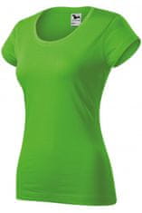 Dámske tričko zúžené s okrúhlym výstrihom, jablkovo zelená, XS