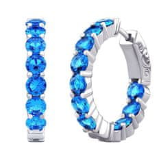 Silvego Luxusné strieborné náušnice kruhy so svetlo modrými zirkónmi MW02722ELB