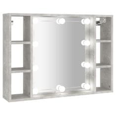 Vidaxl Zrkadlová skrinka s LED betónová sivá 76x15x55 cm