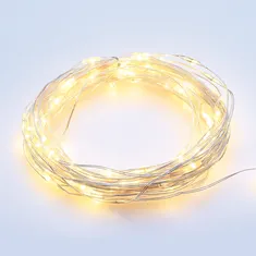 ACA Lightning LED dekoračná strieborná girlanda, 8 funkciou, teplá biela farba, 30 m, IP44 vonkajšiu