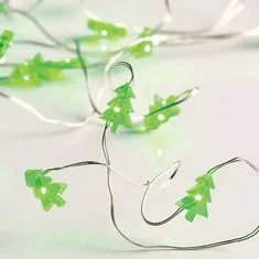 ACA Lightning LED vianočné dekoračná girlanda - stromčeky, 20 LED, zelená farba, 200cm, 2xbaterie AA,IP20