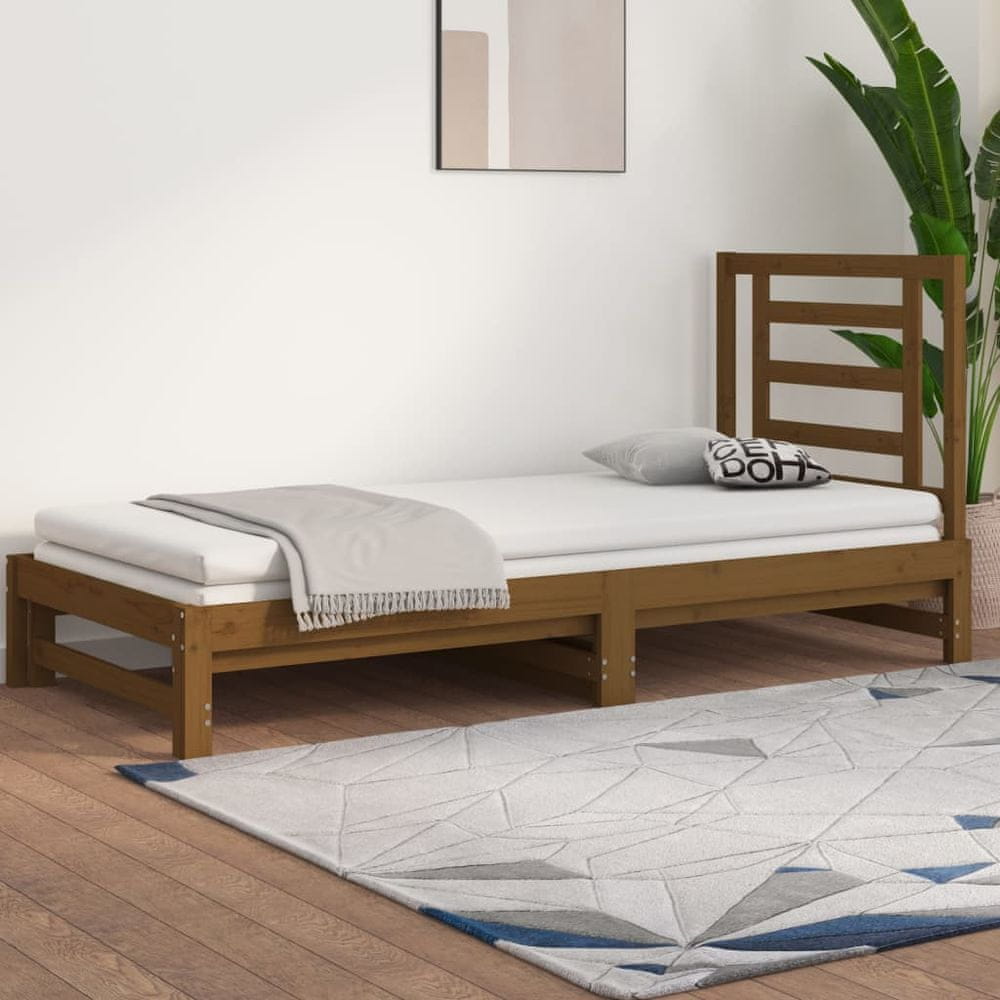 Vidaxl Rozkladacia denná posteľ hnedá 2x(90x190) cm borovicový masív