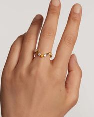 PDPAOLA Pôvabný pozlátený prsteň so zirkónmi APRIL AN01-642 (Obvod 50 mm)