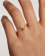 PDPAOLA Elegantný pozlátený prsteň so zirkónmi VILLA AN01-647 (Obvod 50 mm)
