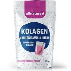Allnature Kolagén s multivitamínmi a inulínom - príchuť malina a citrón 110 g