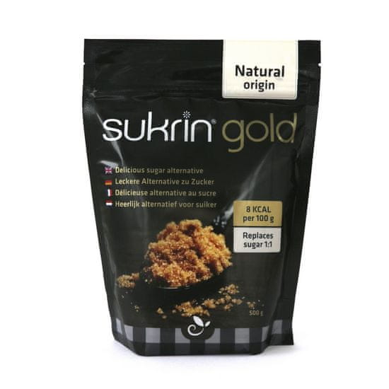 SUKRIN Gold - trstinový, prírodná hnedá náhrada cukru 1:1 s erytritolom a stéviou, nízkokalorické sladidlo pre keto a nízkosacharidové diéty, 500 g