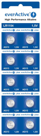 Aga Batérie EverActive Alkaline G13 LR44 LR1154 10ks