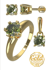 A-B A-B Sada šperkov s okrúhlym vltavínom z žltého zlata