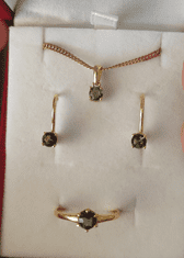 A-B A-B Sada šperkov z pozláteného striebra s okrúhlym vltavínom 20000226 925/1000 pozlátené striebro, 22K