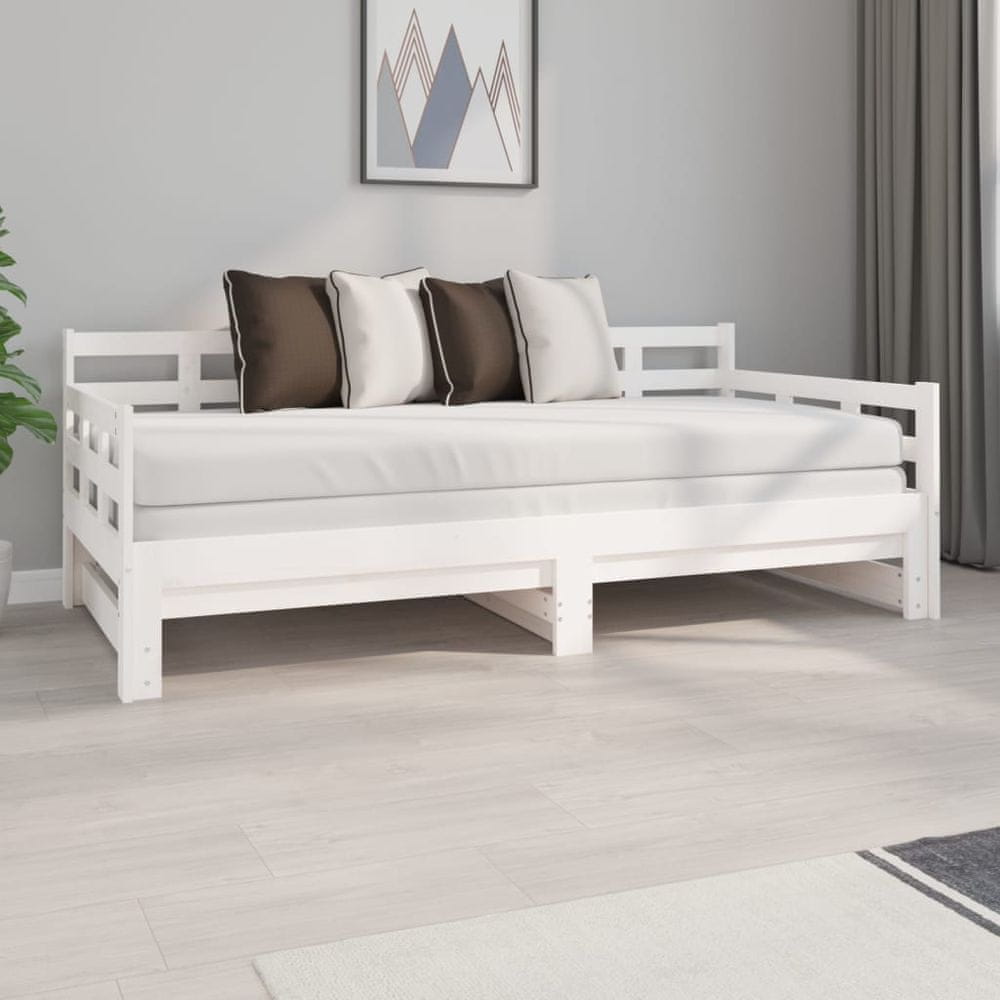 Petromila vidaXL Rozkladacia denná posteľ biela borovicový masív 2x(90x190) cm
