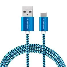GoGEN Kábel USB/USB-C 1 m opletený GOGUSBAC100MM26, modrý