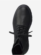 Tamaris Čierne kožené členkové topánky na podpätku Tamaris 40