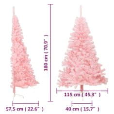 Vidaxl Umelý vianočný polovičný stromček s podstavcom ružový 180cm PVC