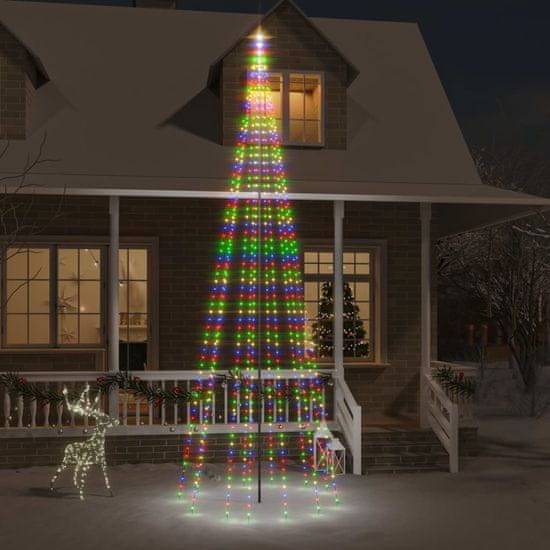 Vidaxl Vianočný stromček na tyč 732 farebných LED 500 cm