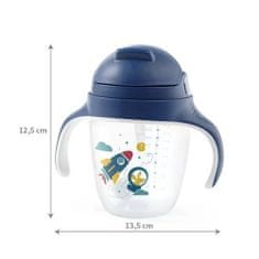 BABY ONO Nerozlievací pohár so slamkou 240 ml - modrý