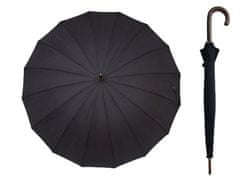 Doppler LONDON Black pánsky holový dáždnik s drevenou rukoväťou Farba: Čierna