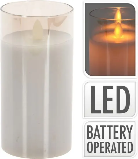 HOMESTYLING LED sviečka sklenená 7,5 x 15 cm teplá biela KO-XX8113850