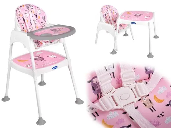 Aga Dojčiacia stolička stolička stolička 3v1 ružová