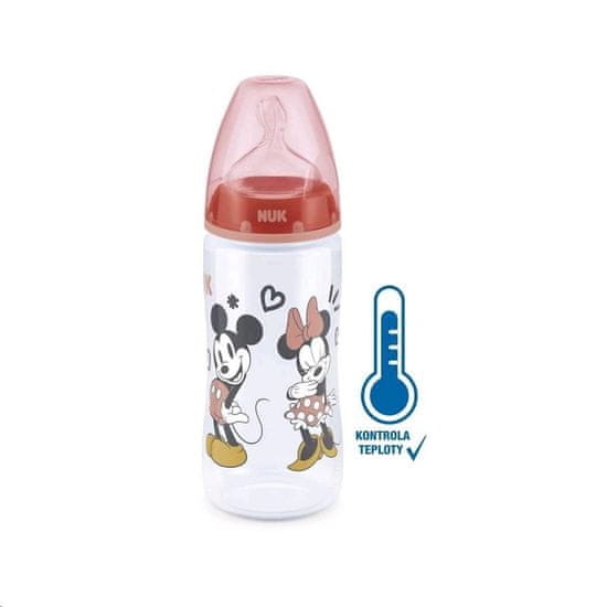 Manuka Health Dojčenská fľaša na učenie NUK Disney Mickey s kontrolou teploty 300 ml červená